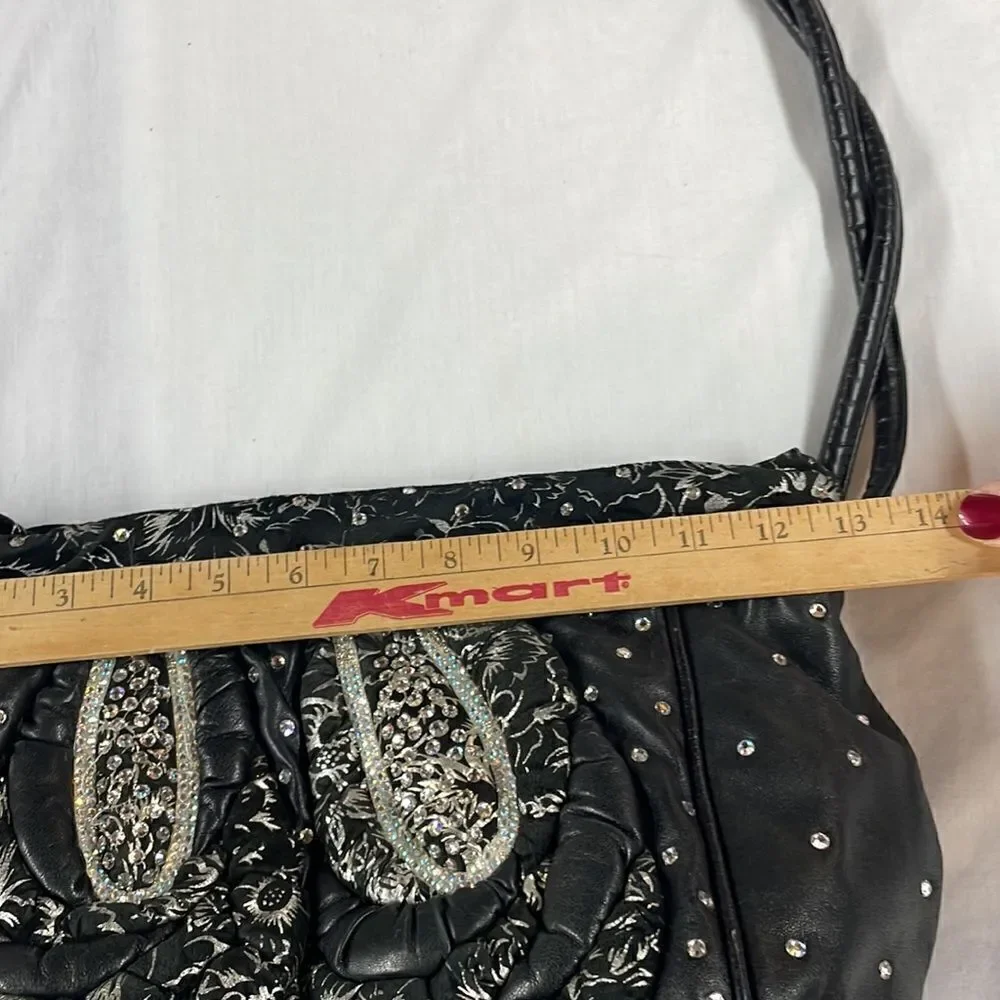 VTG Vintage Rita Diana for Mylinka Made in the USA Black w/ Rhinestones Purse